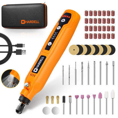 Picture of HARDELL Mini Cordless Rotary Tool Kit, 5-Speed and USB Charging with 61 Accessories, Multi-Purpose 3.7V Power Rotary Tool for Sanding, Polishing, Drilling, Etching, Engraving, DIY Crafts