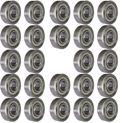 Picture of Tonmp 24 PCS 608-ZZ Ball Bearing - Double Metal Sealed Shielded Miniature Deep Groove Bearings for Furniture Wheel,Skateboards, Inline Skates, Scooters, Roller Blade Skates (8mm x 22mm x 7mm)