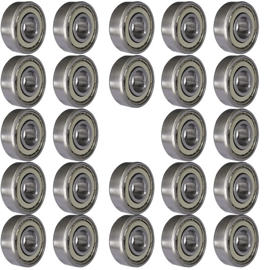 Picture of Tonmp 24 PCS 608-ZZ Ball Bearing - Double Metal Sealed Shielded Miniature Deep Groove Bearings for Furniture Wheel,Skateboards, Inline Skates, Scooters, Roller Blade Skates (8mm x 22mm x 7mm)