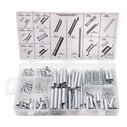 Picture of Ruibapa 200 PCS Spring Assortment Kit Zinc Plated Extension and Compression Springs Kit with 20 Different Sizes for Home Repairs & DIY
