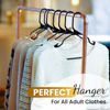 Picture of Our Modern Space 100 Pack Adult Plastic Hanger for Shirt Pants Coats Dresses Skirts Suits Jackets - Standard Thick Coat Hanger - Sturdy & Durable Design with Shoulder Grooves Hook - Black