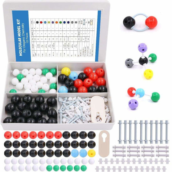 Picture of Swpeet 122 Pcs Organic Chemistry Molecular Model Student and Teacher Kit, Molecular Model Set for Inorganic & Organic Chemistry - 59 Atoms & 62 Links & 1 Short Link Remover Tool