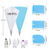 Picture of Piping Bags and Tips Set, 100Pcs 12 Inch Pastry Bags, Icing Bags Disposable for Cakes Decorating Kit Supplies with 1 Reusable Piping Bags, 1 Couplers, 12 Frosting Tips, 2 Bag Ties, 3 Cake Scraper