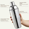 Picture of Cocktail Shaker, KITESSENSU 24oz Drink Shaker with Bartender Strainer, Measuring Jigger, Bar Mixing Spoon, Cocktail Recipe Guide, Professional Drink Mixer Set for Beginners, Silver