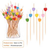 Picture of JtmyAota 100 Pack Fruit Toothpicks, Heart-Shaped Bamboo Cocktail Picks, Natural Bamboo Toothpicks for Appetizers Fruit Cake Dessert Barbecue Snacks Sandwiches (Pink)