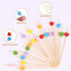 Picture of JtmyAota 100 Pack Fruit Toothpicks, Heart-Shaped Bamboo Cocktail Picks, Natural Bamboo Toothpicks for Appetizers Fruit Cake Dessert Barbecue Snacks Sandwiches (Pink)