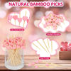 Picture of FATLODA Pink Heart Cocktail Picks, Valentines Day Decorations Toothpicks for Appetizers, 4.7 IN Long Fancy Bamboo Cocktail Skewers Wooden Sticks for Wedding Party Décor Charcuterie Drinks Food 100PCS