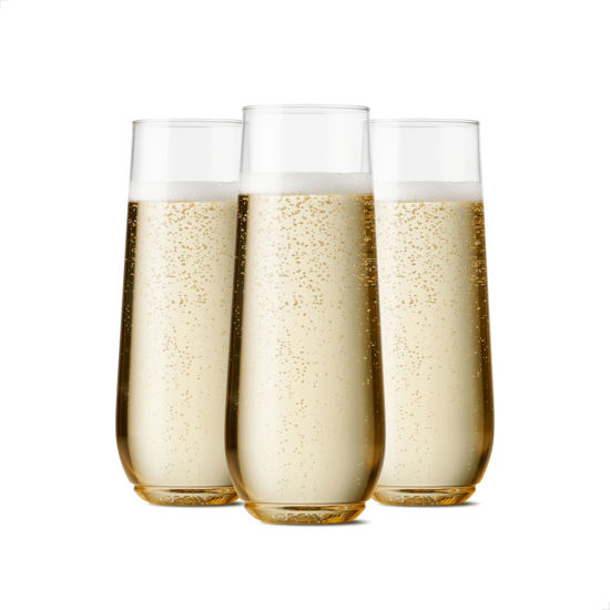 Picture of TOSSWARE POP 9oz Flute, Premium Quality, Recyclable, Unbreakable & Crystal Clear Plastic Champagne Glasses,Flute , 12 Count (Pack of 1)