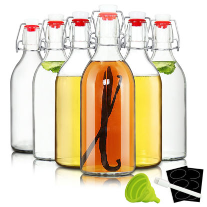 Picture of YEBODA 16oz Swing Top Bottles -Glass Beer Bottle with Airtight Rubber Seal Flip Caps for Home Brewing Kombucha,Beverages,Oil,Vinegar,Water,Soda,Kefir (6 Pack) (16 Oz- Set 6 (New))