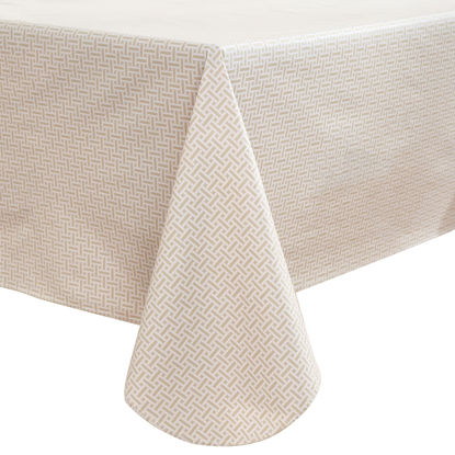 Picture of Heavy Duty Vinyl Tablecloth with Flannel Backing Waterproof Oil-Proof Plastic Table Cloth Stain-Resistant Wipeable Rectangle or Square Table Cover for Indoor and Outdoor (Weaving, 60X84 Inch)