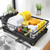 Picture of Dish Drying Rack for Kitchen Counter - Large Dish Rack with Drainboard, Rustproof Dish Drainer with Utensil Holder for Sink, Black