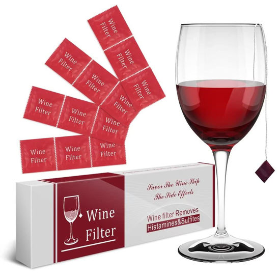Picture of Wine Filter Sulfite Histamine Purifier: Wine Filters Remover Histamines Sulfite - Alleviates headaches Prevent Wine Sensitivities (12 Packs)