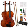 Picture of PHOENIX Violin 4/4 Full Size Set, Fiddle Solid Wood for professional Beginners Adults Kid with Ironwood Octagonal Bow & Rosewood Bow Extra strings & Bridge, 2 Rosins, Tuner, Mute, Case (Natural, Full)