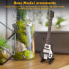 Picture of Miniature Bass, Black Miniature Bass Miniature Guitar Guitar Replica with Stand and Case Instrument Model Ornaments Gift be placed on the bookcase, desk, beside table and music room as decoration