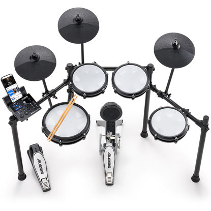 Picture of Alesis Nitro Max Kit Electric Drum Set with Quiet Mesh Pads, 10" Dual Zone Snare, Bluetooth, 440+ Authentic Sounds, Drumeo, USB MIDI, Kick Pedal