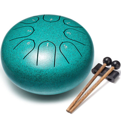 Picture of Steel Tongue Drum Musical Instruments: 6 Inch 8 Notes Metal Hand Drums, Music Gifts for Family Friends (Malachite)