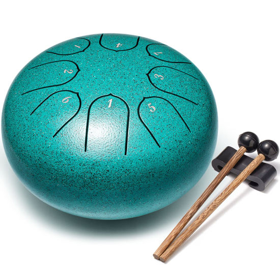 Picture of Steel Tongue Drum Musical Instruments: 6 Inch 8 Notes Metal Hand Drums, Music Gifts for Family Friends (Malachite)
