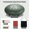 Picture of Rain Drum for Outside Garden, 6 Inches 8 Notes Steel Tongue Chakra Drum, Waterproof Rain Chime Meditation Drum, Musical Instruments for Adult Gift with Drum Bag, Music Book, Drum Mallets (Green)