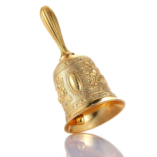 Picture of Homelavie Super Loud Solid Brass Gold Hand Call Bell for Ringing at Wedding, Hand Bells for Seniors Bedside, Teacher Classroom Bell, Dinner Bell, Tibetan Bells, Meditation Bell, Gift for Bedridden Mom