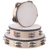 Picture of 3Pack Double Row Tambourine for Adults 6 Inch 8 Inch 10 Inch Wooden Tambourines Hand Held Drum Bell Tambourine with Metal Jingles, Percussion Musical Instruments Hand Tambourine for Church, Party