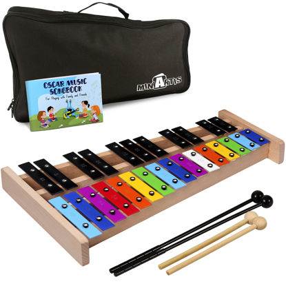 Picture of MINIARTIS Glockenspiel Xylophone | Full Size Glockenspiel Xylophone 27 Note Colorful Metal Keys for Adults & Kids | Percussion Musical Instrument Includes 2 Wooden Beaters, Songbook and Carry Case