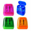 Picture of Pencil Sharpener, Manual Pencil Sharpeners, 4PCS Colorful Compact Dual Holes Pencil Sharpeners with Lid, Colored Pencil Sharpener for Kids & Adults, Portable Pencil Sharpener for Travel School Office