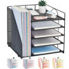 Picture of LEKETREE Desk Organizers and Accessories, 5-Tier Paper Letter Tray Organizer with File Holder, Desktop Organizer for Office Supplies, Office Desk Accessories & Workspace (Black)