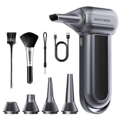 Picture of WOLFBOX MF100 Electric Air Duster-150000RPM Super Power Cordless Air Duster, Rechargeable Brushless Motor Durable Blower, 3-Gear Adjustable Dust Blower for Computer, Keyboard, Outdoor, House and Car
