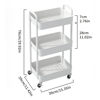 Picture of Sywhitta 3-Tier Plastic Rolling Utility Cart with Handle, Multi-Functional Storage Trolley for Office, Living Room, Kitchen, Movable Storage Organizer with Wheels, White