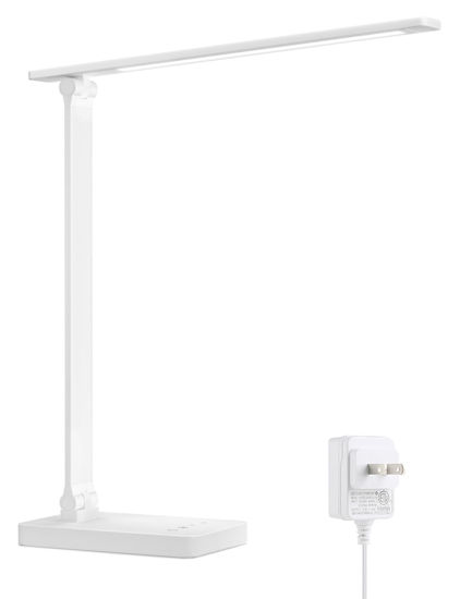 Picture of Lepro LED Desk Lamp, Metal Desk Light 9.5W 800lm, Forbes Vetted Best Task Lamp, 5 Color Modes 5 Brightness Level, Dimmable Home Office Desktop Lamp for Reading, Crafting, Sewing, Puzzle, Nail, White