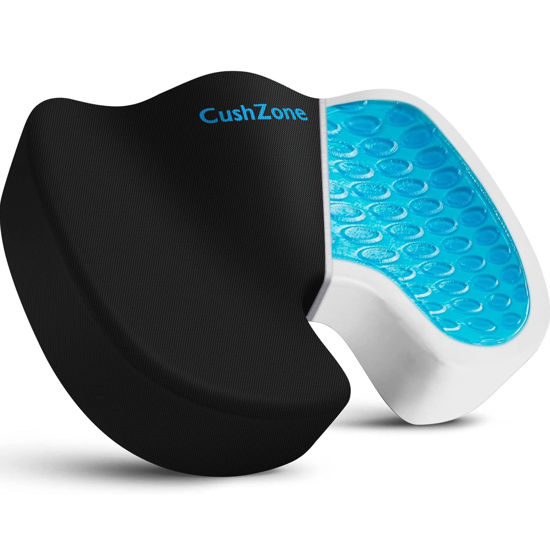Picture of CushZone Office Chair Seat Cushion, Cooling Gel Enhanced Memory Foam Chair Cushions for Long Sitting - Back, Sciatica, Coccyx, Tailbone Pain Relief Pillow - for Office Chair, Gaming Chair, Car Seat