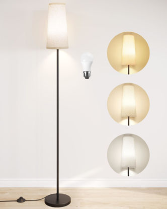 Picture of SUNMORY Floor Lamps for Living Room/Bedroom/Office, Standing Lamp with LED Bulb, 3 Color Temperature Tall Lamp, Suitable for Modern/Boho/Farmhouse and Other Home Decor Styles, Black Floor Lamp