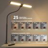 Picture of Led Desk Lamp for Home Office, Eye-Care Architect Light with Clamp, Smart Double Head Computer Monitor Table Clip Lamp, Adjustable Flexible Gooseneck, 25 Lighting Models, Task lamp, Black