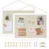 Picture of AMUSIGHT 2-Pack Double-Sided Cork Board with Linen, 16" x 12" Hanging Wood Framed Bulletin Board, Picture Display Vision Board Kit Corkboards for Wall School Office Decor, 20 Pushpins (Vintage White)