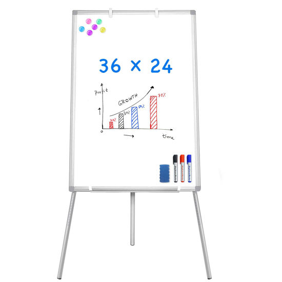 Picture of Easel Whiteboard - Magnetic Portable Dry Erase 36 x 24 Tripod Height Adjustable, 3' x 2' Flipchart Easel Stand White Board for Office or Teaching at Home & Classroom (36x24 White)