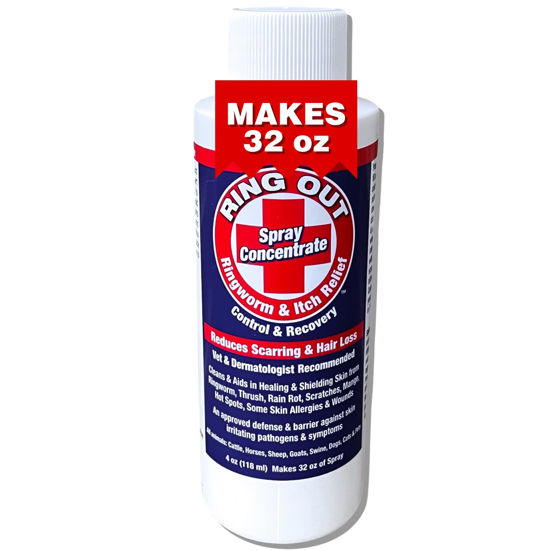 Picture of Ring Out - Control and Help Ringworm for Cats, Dogs, Sheep, Goats, Cattle, Horses, all Pets and Livestock makes 32 oz. of Spray