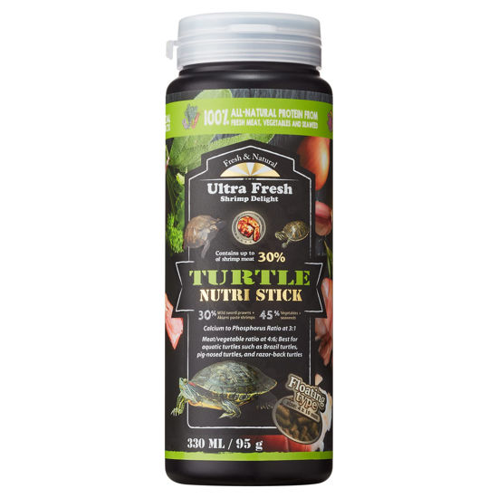 Picture of Ultra Fresh - Turtle Nutri Stick, Wild Sword Prawn, Calcium & Vitamin D Enriched Aquatic Turtle Food with Probiotics for Picky Turtles, Made from All Natural Ingredients 3.35 oz
