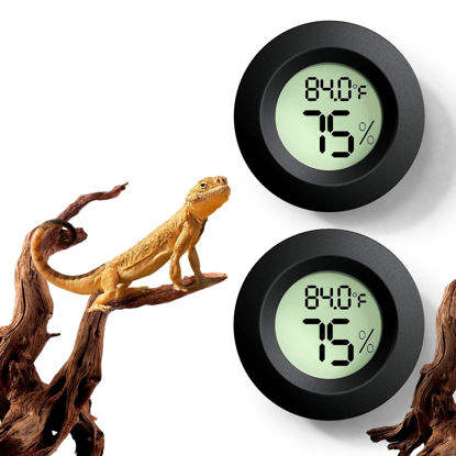 Picture of Reptile Tank Accessories, 2 PCS Reptile Thermometer and Humidity Gauge for Bearded Dragon, Jumping Spider, Leopard Gecko, Hermit Crab, Gecko, Ball Python, Lizard