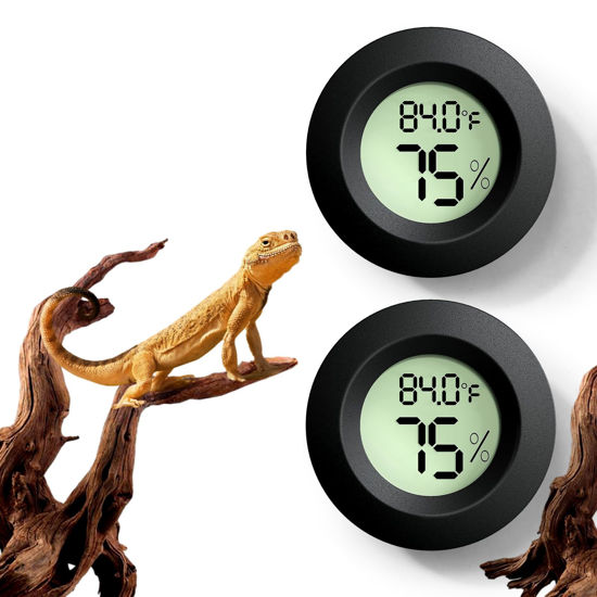 Picture of Reptile Tank Accessories, 2 PCS Reptile Thermometer and Humidity Gauge for Bearded Dragon, Jumping Spider, Leopard Gecko, Hermit Crab, Gecko, Ball Python, Lizard