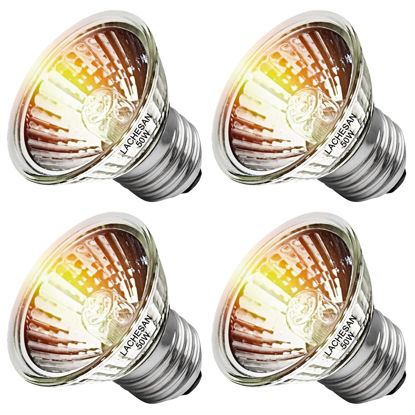 Picture of Lachesan 4-Pack 50W UVA UVB Bulbs, Fit E26 Heat Reptile Lamp, Light Turtle Heat Lamp for Reptiles and Amphibian Tanks, Terrariums and Cages, Works with Various Lamp Fixtures