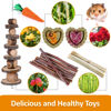 Picture of VESPRO Hamster Toys Set, Guinea Pig Toys Small Animal Chewing Toy and Rat Cage Accessories, Chinchillas, Gerbils, Rats, Rabbit Rodents Teeth Care, Apple Wood Timothy Hay Mouse Toy Swing Seesaw Bridge