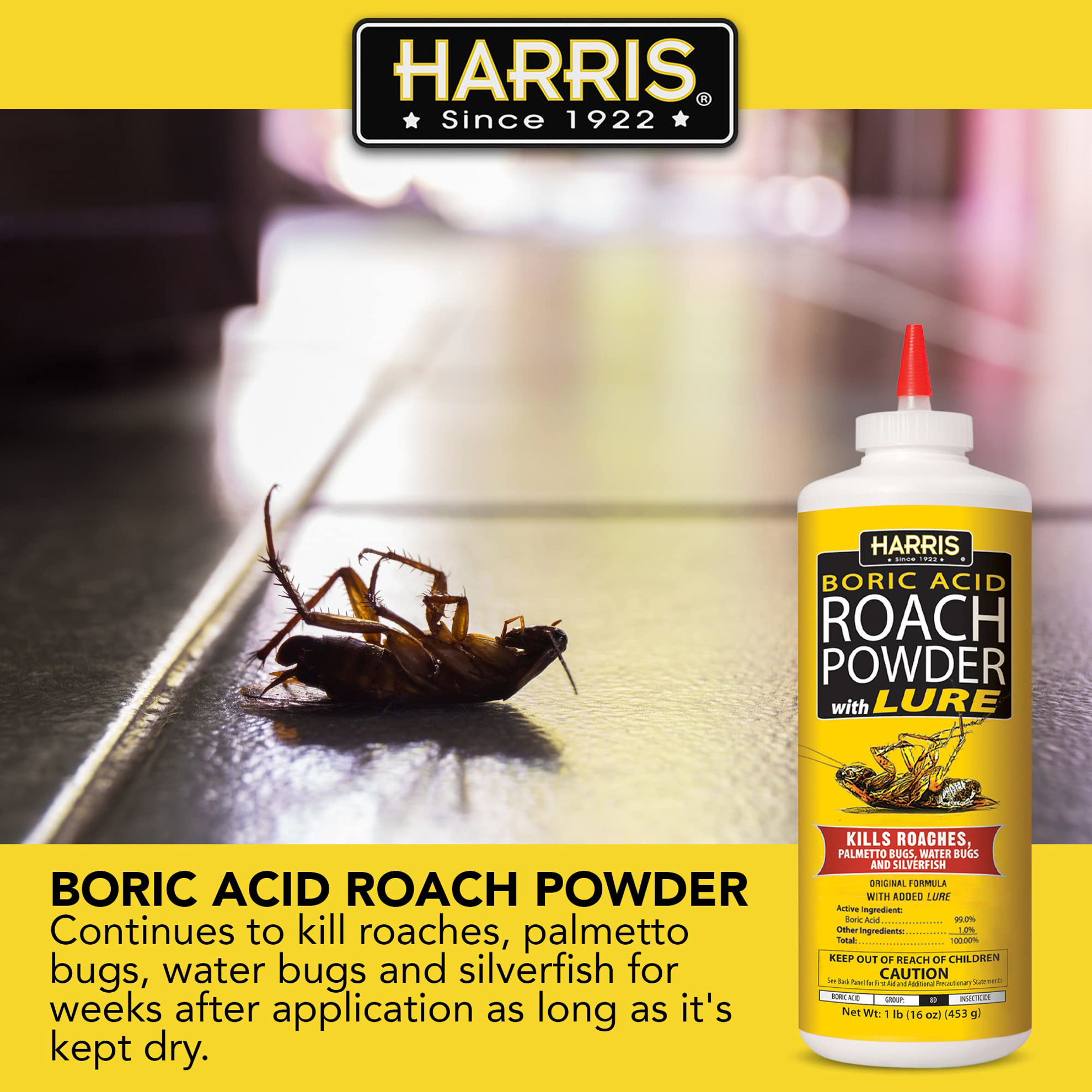 GetUSCart- HARRIS Boric Acid Roach and Silverfish Killer Powder w/Lure ...