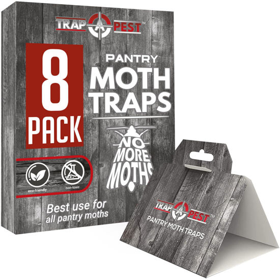 Picture of 8 Pack Pantry Moth Traps- Safe and Effective for Food and Cupboard- Glue Traps with Pheromones for Pantry Moths