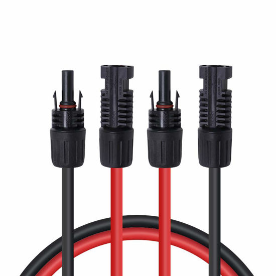 Picture of Renogy 20FT 10AWG Solar Panel Extension Cable with Male and Female Connectors, 20Ft. 10AWG, 1 Pair (Red and Black)