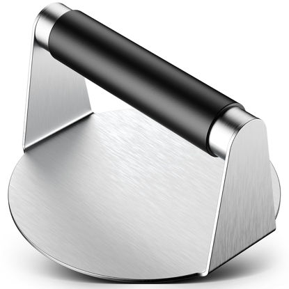 Picture of Pisol Smash Burger Press, Hamburger Smasher Tool for Griddle, Stainless Steel Ham Patty Press with Anti-Scald Handle, 5.5" Non Stick Grill Press for Smashburger, Bacon, Ground Beef, Meat, Sausage