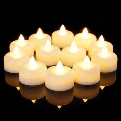 Picture of Amagic 12/24/50/100/150Pack Flameless LED Tea Lights Candles Battery Operated, Electric Fake Tealight Candles for Votive, Halloween, Christmas, Home Decor, Wedding, Table Decor (12Pack)