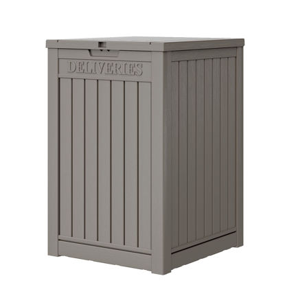 Picture of Package Delivery Box for Porch, 48 Gallon Storage Box with Lockable Secure, Large Double Wall Resin Outdoor Package Delivery and Waterproof Deck Box