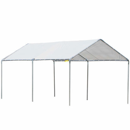 Picture of Outsunny 10'x20' Carport Heavy Duty Galvanized Car Canopy with Included Anchor Kit, 3 Reinforced Steel Cables, White