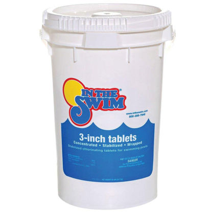 Picture of In The Swim 3 Inch Stabilized Chlorine Tablets for Sanitizing Swimming Pools - Individually Wrapped, Slow Dissolving - 90% Available Chlorine - Tri-Chlor - 50 Pounds