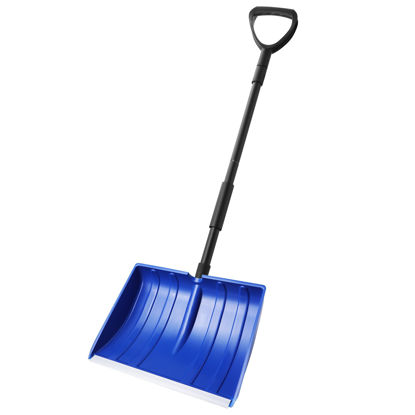 Picture of Yocada Snow Shovel for Driveway Home Garage Snow Removal with D-Grip Handle Aluminum Strip 48 inch Long Large Capacity Shovel for Garden Car Camping Outdoor